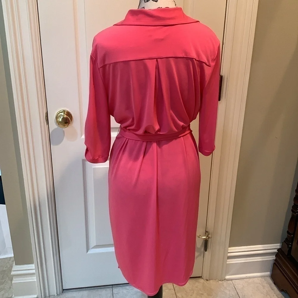 Calvin Klein hibiscus pink shirt dress. Size 6 - Picture 3 of 7